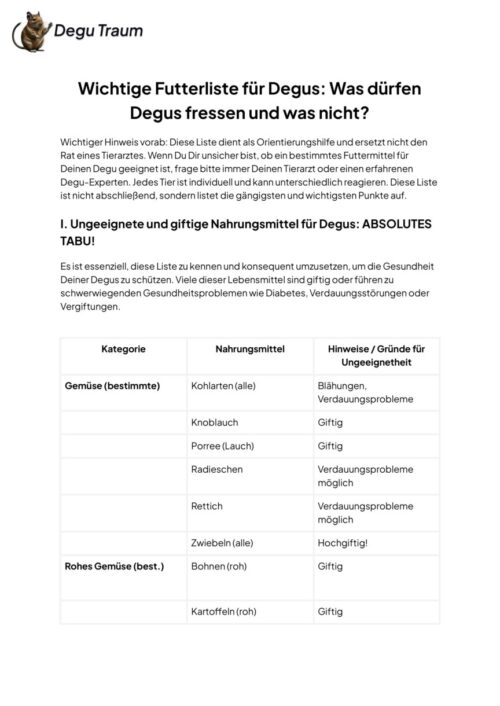 Ungeeignetes für Degus